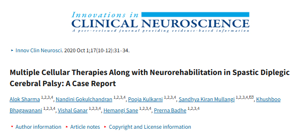 痙攣性雙癱腦癱的多種細胞療法及神經康復治療：病例報告
