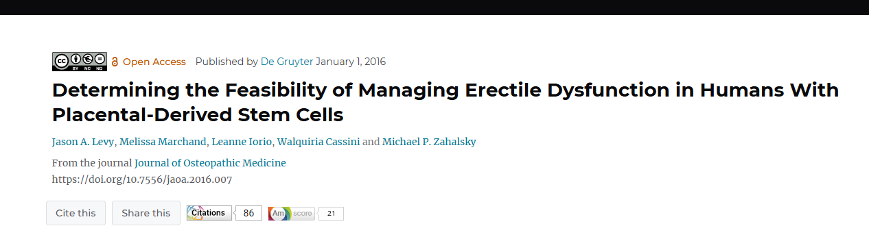 確定利用胎盤干細(xì)胞治療人類勃起功能障礙的可行性