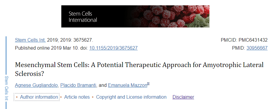 間充質干細胞：是否能夠成為治療漸凍癥的潛在方法？