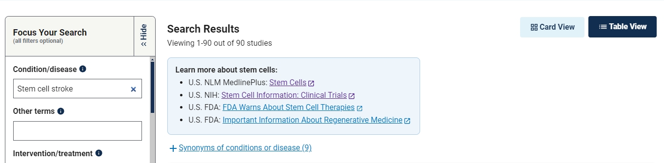 干細(xì)胞治療急性缺血性中風(fēng)的臨床試驗達90項。