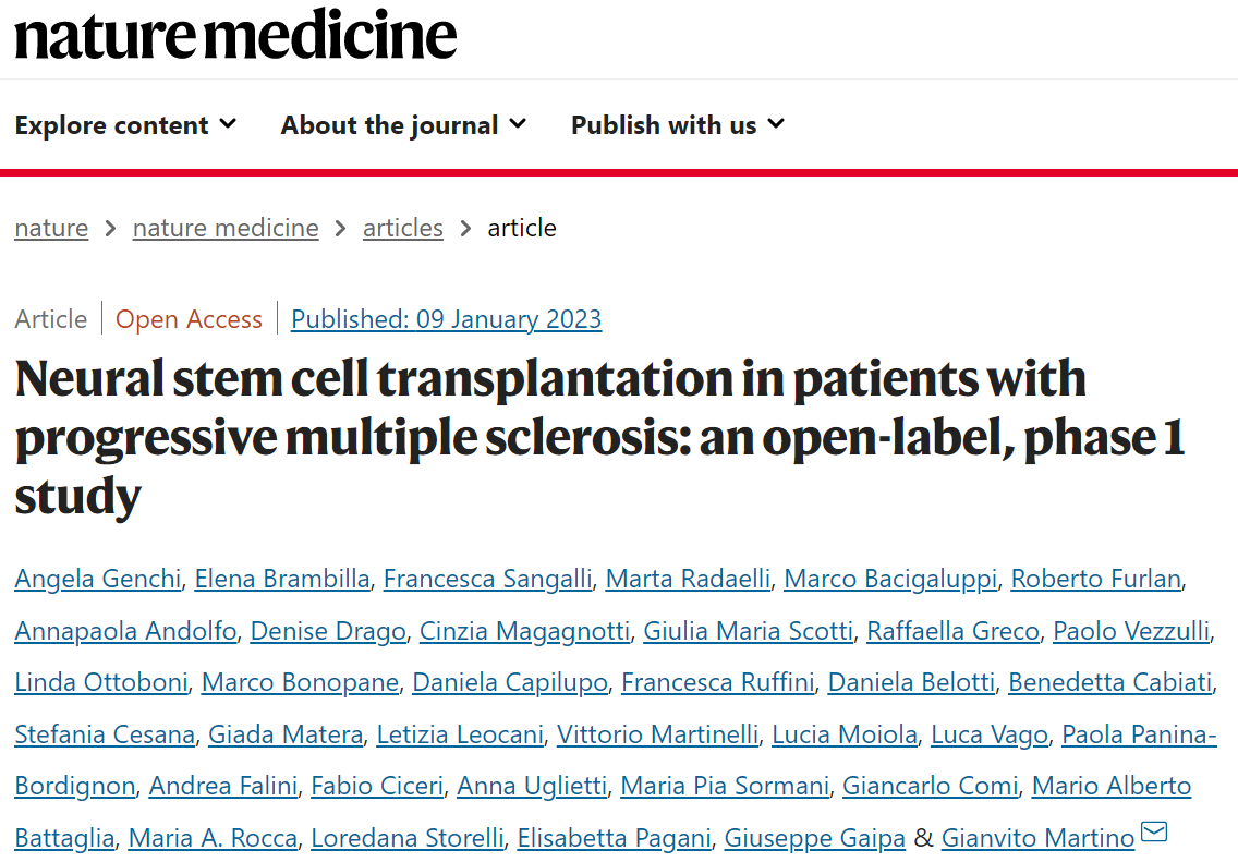 進行性多發性硬化癥患者的神經干細胞移植：一項開放標簽、I 期研究