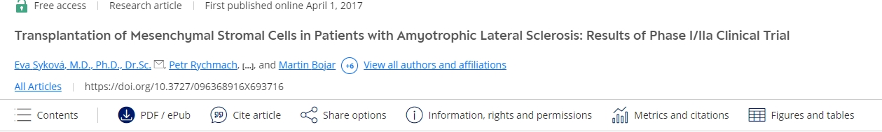 間充質基質細胞移植治療肌萎縮側索硬化癥患者：I/IIa 期臨床試驗結果