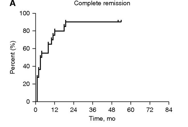 隊(duì)列中患者的完全緩解、腎臟存活（見(jiàn)圖3A，圖3B）