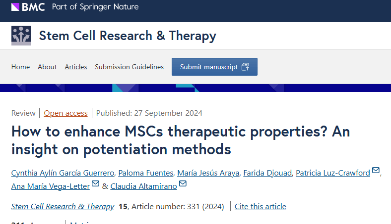 2024年9月27日，圣地亞哥洛斯安第斯大學(xué)在國際期刊《Stem Cell Research and Therapy》上發(fā)布了一篇《如何增強(qiáng)間充質(zhì)干細(xì)胞的治療特性？深入了解增強(qiáng)方法》的研究結(jié)果。