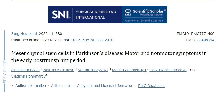 帕金森病中的間充質(zhì)干細(xì)胞：移植后早期的運(yùn)動(dòng)和非運(yùn)動(dòng)癥狀