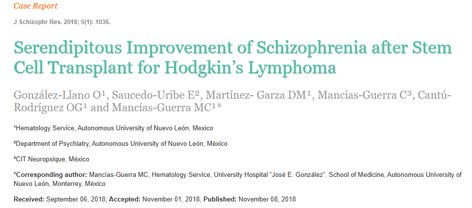 《霍奇金淋巴瘤干細胞移植后精神分裂癥意外改善》