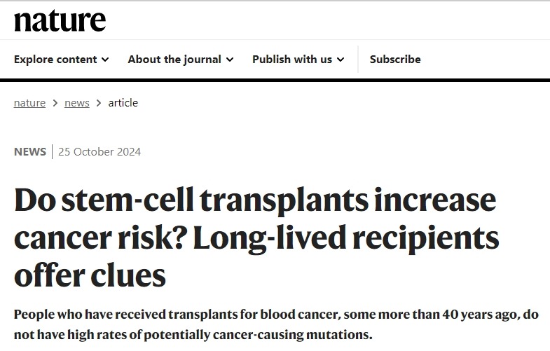 干細(xì)胞移植會(huì)增加癌癥風(fēng)險(xiǎn)嗎？長(zhǎng)壽接受者提供線索