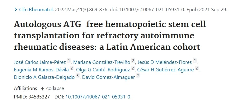 難治性自身免疫性風(fēng)濕病的無(wú)自體ATG造血干細(xì)胞移植：拉丁美洲隊(duì)列