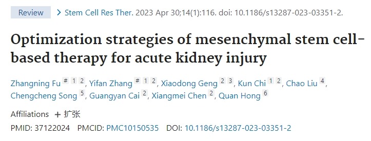間充質干細胞治療急性腎損傷的優化策略