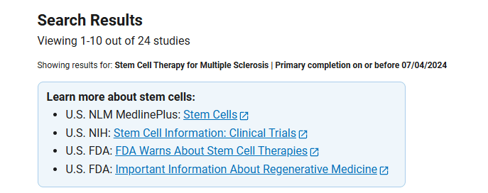 干細胞治療多發性硬化癥臨床研究項目有24項。其中已完成的有17項。