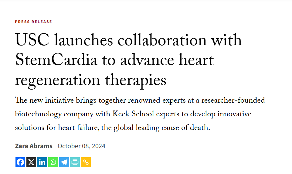 美國南加州大學的Chuck Murry教授，在經歷近30年的探索后，終于計劃于2025年開展首次針對中度心力衰竭患者的干細胞臨床試驗。