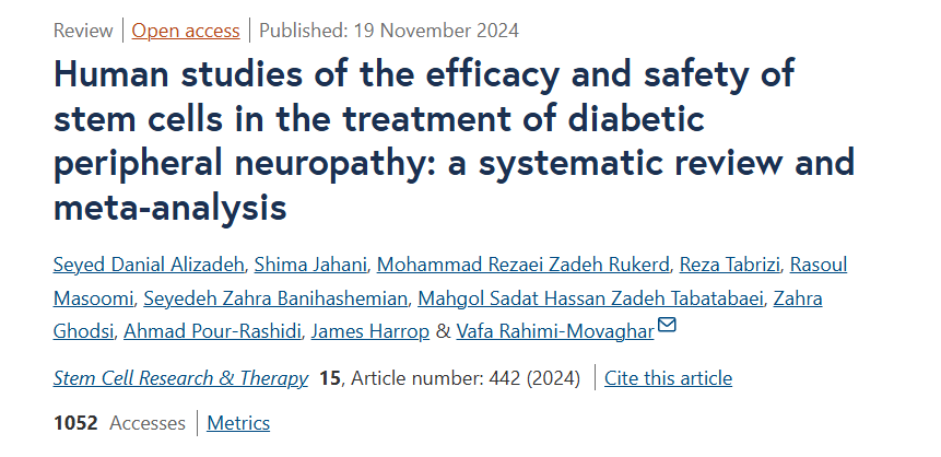 干細(xì)胞治療糖尿病周圍神經(jīng)病變的療效和安全性的人體研究：系統(tǒng)評價和薈萃分析