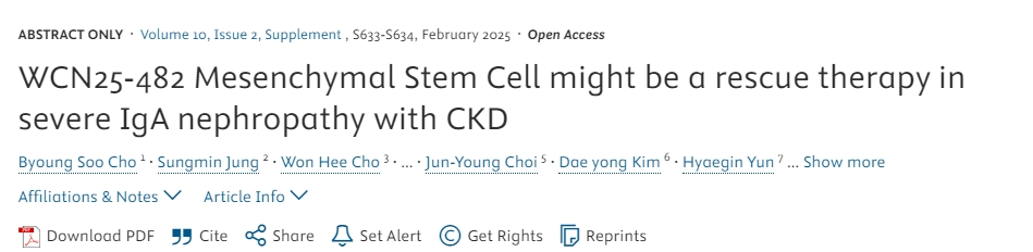 WCN25-482間充質(zhì)干細(xì)胞可能成為 CKD嚴(yán)重IgA腎病的急救療法