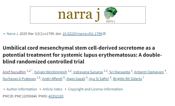 臍帶間充質干細胞來源的分泌物作為系統性紅斑狼瘡的潛在治療方法:一項雙盲隨機對照試驗 臍帶間充質干細胞來源的分泌物作為系統性紅斑狼瘡的潛在治療方法:一項雙盲隨機對照試驗