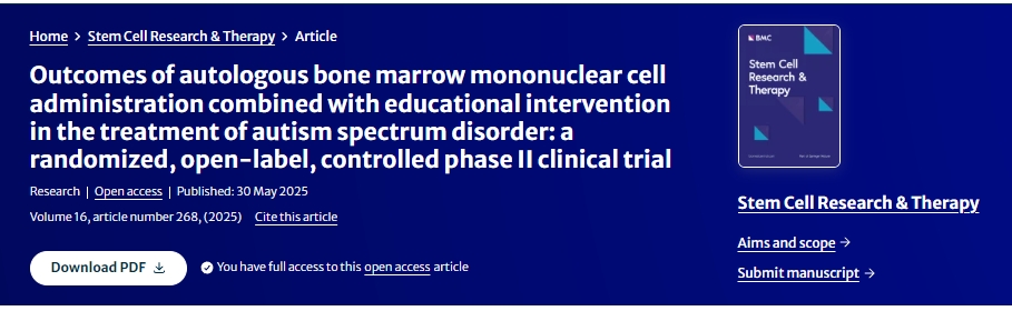 自體骨髓單核細胞移植聯合教育干預治療自閉癥譜系障礙的療效觀察：一項隨機、開放標簽、對照的II期臨床試驗