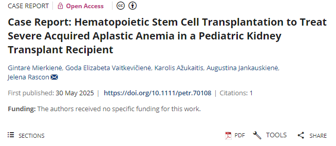 病例報(bào)告：造血干細(xì)胞移植治療兒童腎移植合并嚴(yán)重獲得性再生障礙性貧血患者