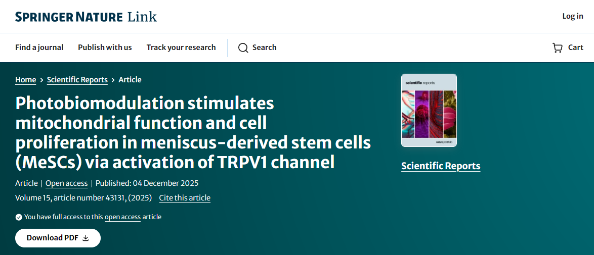 光生物調(diào)節(jié)通過激活TRPV1通道刺激半月板來源干細(xì)胞（MeSCs）的線粒體功能和細(xì)胞增殖