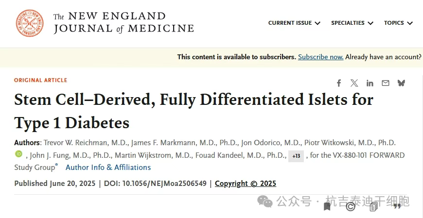 干細(xì)胞來(lái)源的完全分化胰島素依賴型糖尿病B細(xì)胞