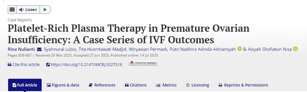 富血小板血漿治療早發(fā)性卵巢功能不全：一系列IVF結(jié)果病例