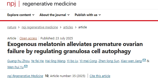 外源性褪黑素通過調(diào)控顆粒細(xì)胞自噬緩解卵巢早衰的機(jī)制研究
