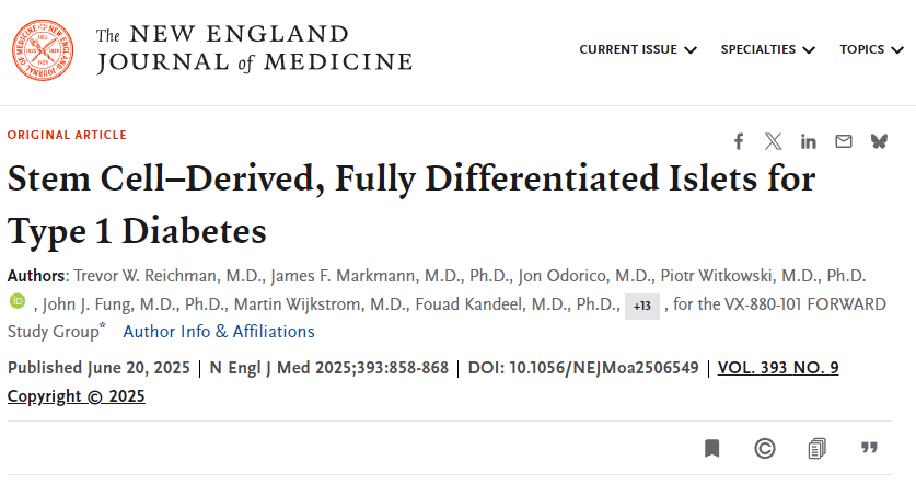 干細胞來源的完全分化胰島用于1型糖尿病治療 干細胞來源的完全分化胰島用于1型糖尿病治療