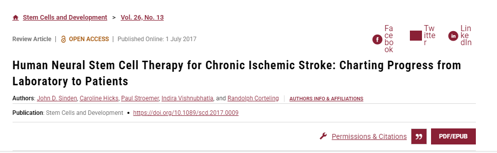 人類(lèi)神經(jīng)干細(xì)胞療法治療慢性缺血性中風(fēng)：從實(shí)驗(yàn)室到患者的進(jìn)展