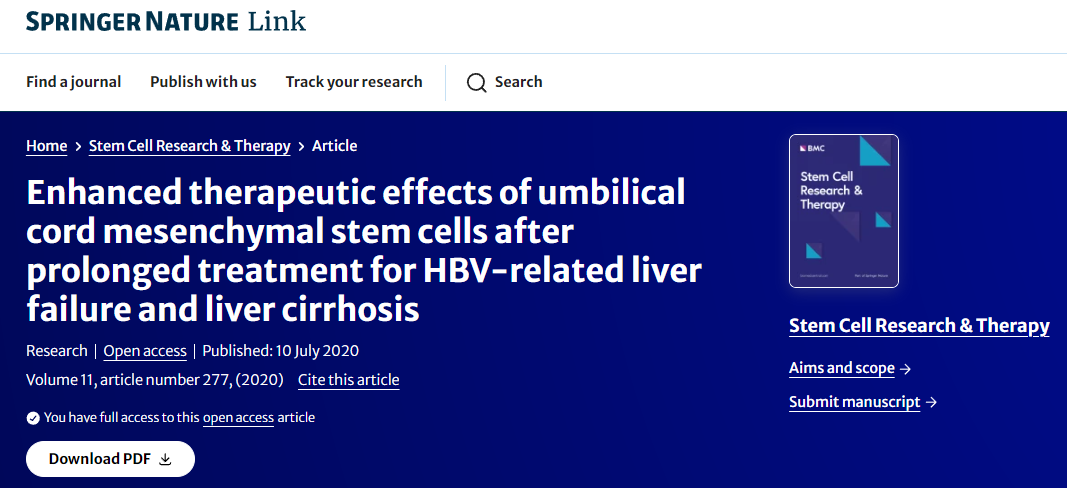 臍帶間充質干細胞對乙肝相關肝衰竭和肝硬化長期治療的增強治療效果