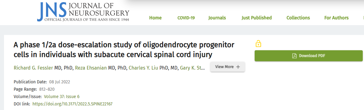 一項針對亞急性頸髓損傷患者的少突膠質細胞祖細胞的1/2a期劑量遞增研究 一項針對亞急性頸髓損傷患者的少突膠質細胞祖細胞的1/2a期劑量遞增研究