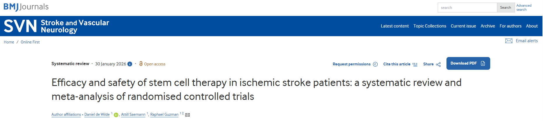 干細胞療法破局缺血性卒中治療？17項研究999例患者Meta分析給出肯定答案