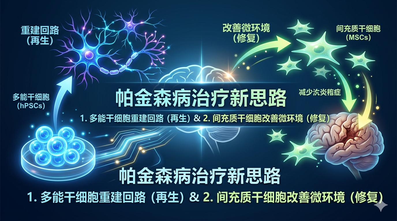 帕金森病治療新思路：利用多能干細(xì)胞重建回路（再生），借力間充質(zhì)干細(xì)胞改善微環(huán)境（修復(fù)）
